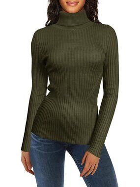 Turtleneck Ribbed Sweaters for Women Cute Sexy Knitted Warm Fitted Sweater